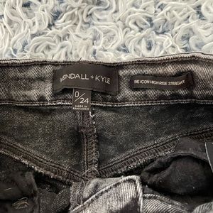 KENDALL AND KYLIE HIGH WAISTED BLACK DENIM STRAIGHT LEG JEANS